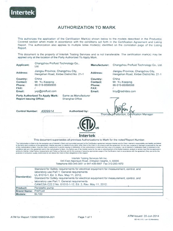 ETL certification-BL100