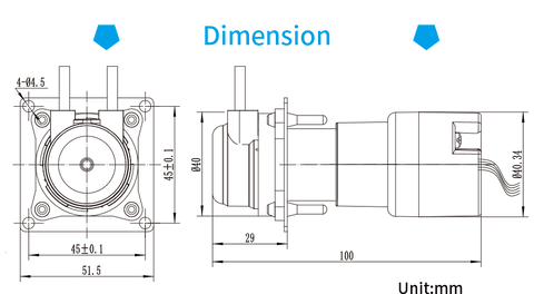 PT10 OEM Super mini size for low flow Dimension